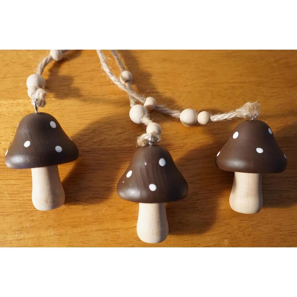 Set of 3 Wood Mushroom Country Primitive Christmas Ornaments Lodge Cabin Decor